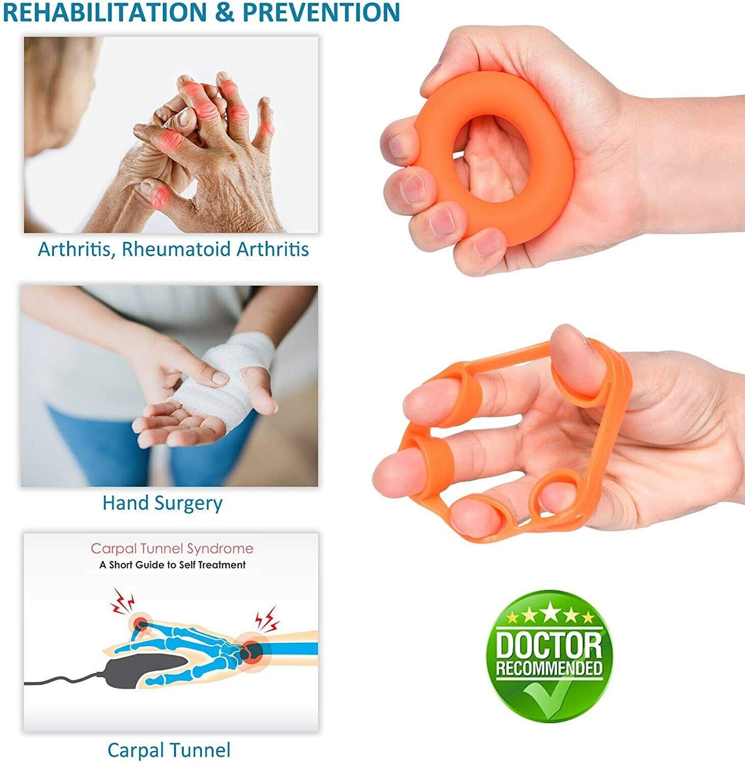 Finger Hand Exerciser Strengthener Wrist Forearm Grip Trainer Resistance Band