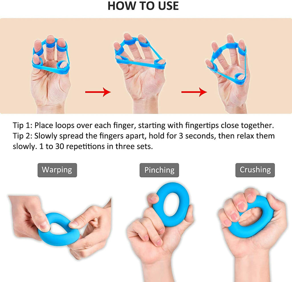 Finger Hand Exerciser Strengthener Wrist Forearm Grip Trainer Resistance Band